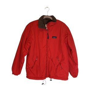 LL Bean Orange Fleece Lined Zip Up Jacket Size Medium